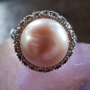 Pearl  and Sterling Silver Ring.  Size 9